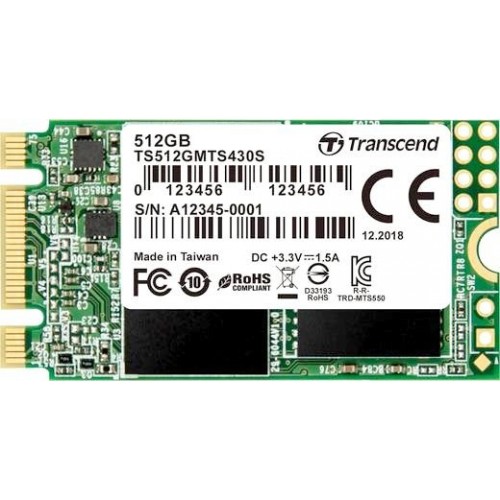 Твердотельный накопитель SSD M.2 2242 512Gb Transcend MTS430 [TS512GMTS430S] TLC 3D NAND (R560/W500M