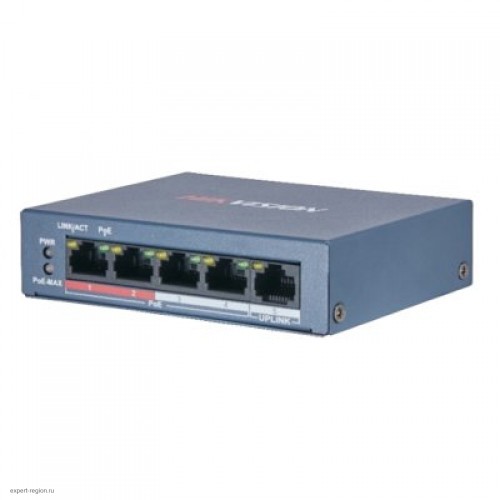 Коммутатор Hikvision DS-3E0105P-E/M(B) 4 RJ45 100M PoE с грозозащитой 6кВ