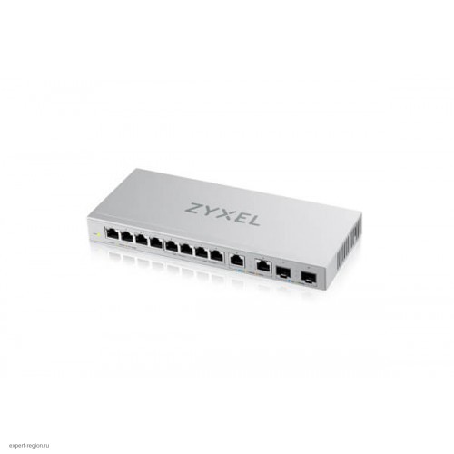 Коммутатор Zyxel XGS1010-12, 8xGE, 2x1/2,5GE, 2xSFP+, настольный, бесшумный