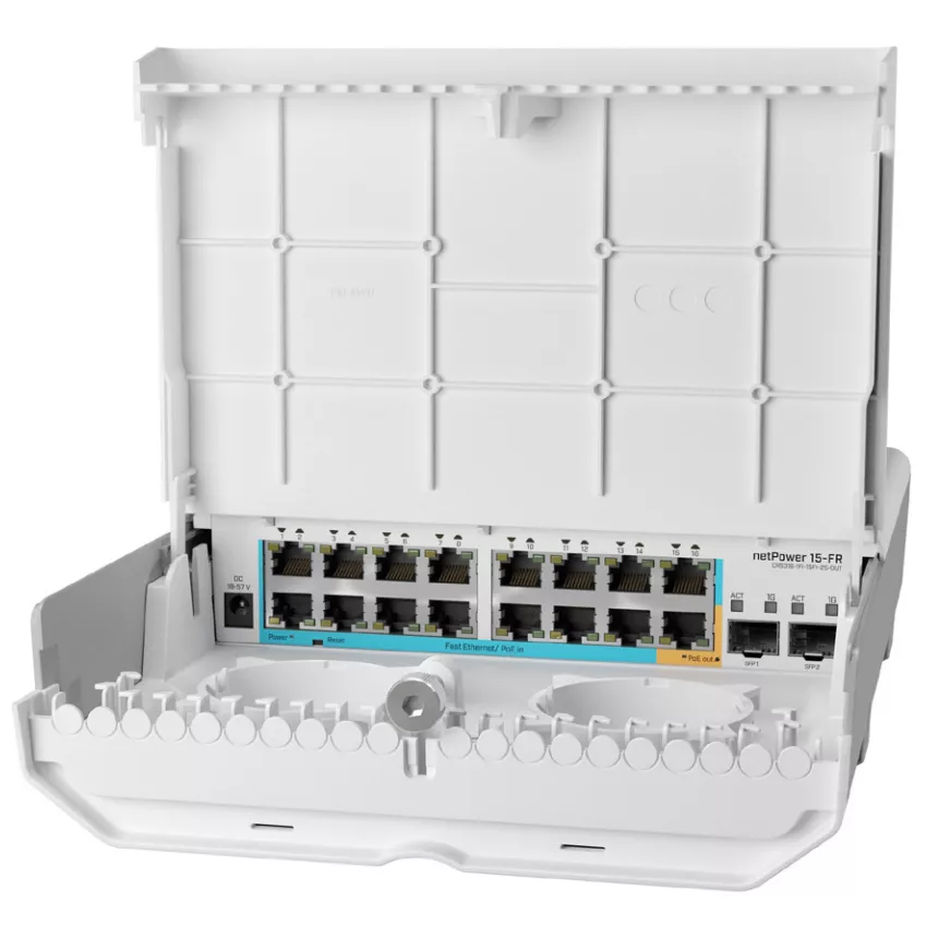 Коммутатор MikroTik netPower 15FR with 800MHz CPU, 256MB RAM, 16 x 10/100Mbps Ethernet ports 