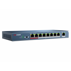 Коммутатор Hikvision DS-3E0109P-E/M(B) 8 RJ45 100M PoE с грозозащитой 6кВ; 1 Uplink порт 100М Ethernet: бюджет PoE 60Вт; поддерживают режим передачи до 250м; таблица MAC адресов на 2000 записей; пропускная спосо