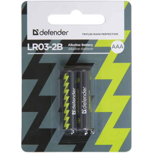 Батарейка Defender алкалиновая LR03-2B AAA, в блистере 2 шт 56003