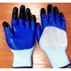 Перчатки нейлоновые с 2-м латексным покрытием, синий, оранжевый/черные пальцы
