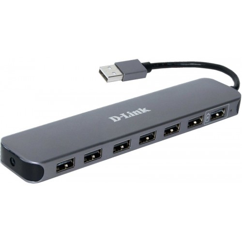 Разветвитель D-Link DUB-H7/E1A, 7-port USB 2.0 Hub.7 downstream USB type A (female) ports, 1 upstream USB type A (male), support Mac OS, Windows XP/Vista/7/8/10, Linux, support USB 1.1/2.0, fast charge mode.Powe