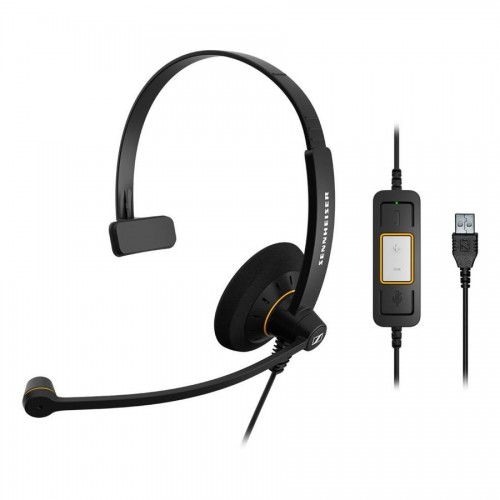 Моноауральная широкополосная гарнитура Sennheiser SC 30 USB ML с системой ActiveGard, блоком управления вызовами и микрофоном с функцией шумоподавления. Оптимизированная под Microsoft