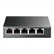 Коммутатор TP-LINK 5-port switch with 4 PoE + ports, metal case, desktop installation, PoE budget-65W, 802.1 q VLAN support TL-SG105PE