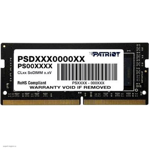 Оперативная память 4Gb DDR4 2666Mhz Patriot Signature SO-DIMM (PSD44G266641S)