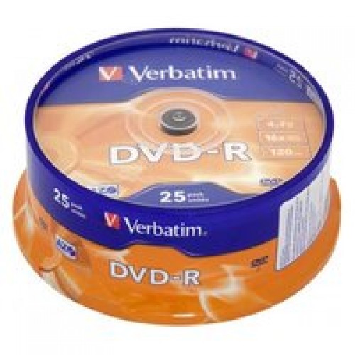 Диски DVD-R Verbatim 4,7Gb 16x Cake Box (25шт), шт