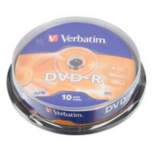 Диски DVD-R Verbatim 4,7Gb 16x Cake Box (10шт), шт