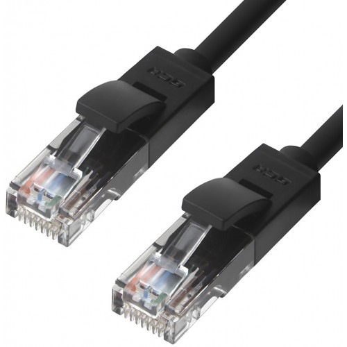 Патч-корд прямой Greenconnect, малодымный LSZH 2.0m UTP кат.5e, черный, 24 AWG, литой, ethernet high speed 1 Гбит/с, RJ45, T568B, GCR-50675 GCR-50675