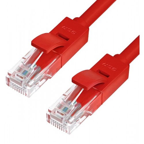 Патч-корд прямой Greenconnect, малодымный LSZH 1.0m UTP кат.6, красный, 24 AWG, литой, ethernet high speed, RJ45, T568B, GCR-50712 GCR-50712