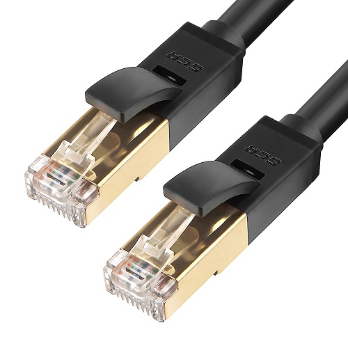 Патч-корд Greenconnect PROF категории 7 ethernet  0.3m F/FTP,  RJ45, CU, 28 AWG, литой, прямой , черный, экранированные коннекторы GCR-LNC701-0.3m