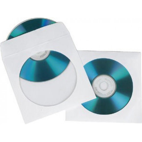 Конверт для CD бумажный с окном, с вырубным язычком, белый (100шт.)