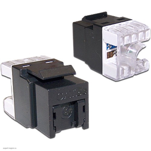 Модуль Keystone Lanmaster, RJ45, кат.5E, UTP, 180 градусов, со встроенной шторкой, черный