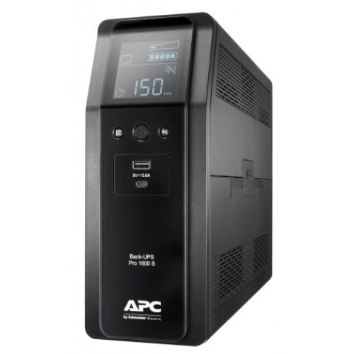 ИБП APC Back-UPS Pro BR 1600VA/960W, Sinewave,8xC13 Outlets(2 Surge & 6 batt.), AVR, LCD, Data/DSL protect, USB