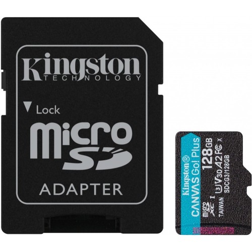 Карта памяти 128Gb MicroSD Kingston Class 10 + SD адаптер (SDCG3/128GB)