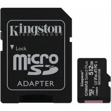 Карта памяти 512Gb MicroSD Kingston Canvas Select Plus Class 10 + SD адаптер (SDCS2/512GB)