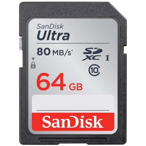 Флеш карта SDHC 64Gb Class10 Sandisk SDSDUNR-064G-GN6IN Ultra 80