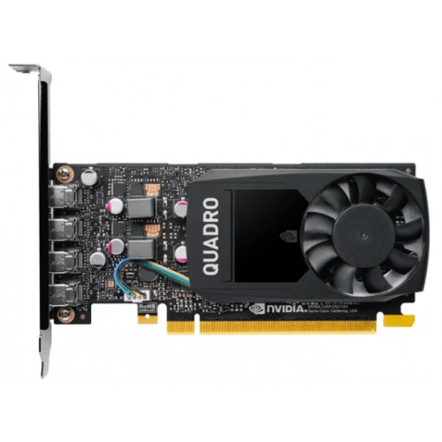 Видеокарта PNY Nvidia Quadro P1000 DVI 4GB GDDR5, 128-bit, PCIEx16 3.0, mini DP 1.4 x4, Active cooling, TDP 47W, LP, Bulk, (YPVCQP1000DVIV2BLK1)