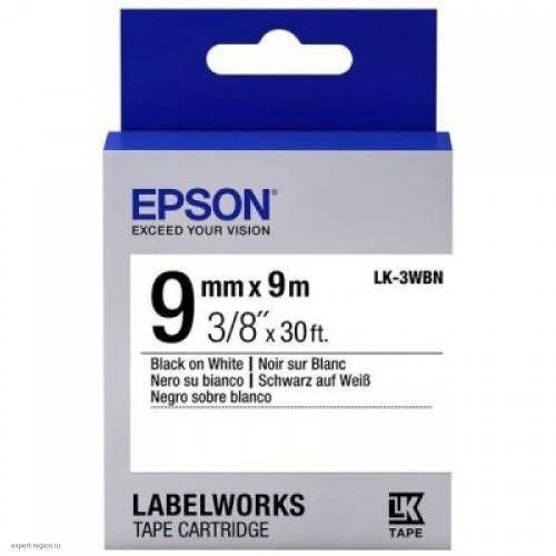 Лента Epson LK3WBN Std Blk/Wht 9/9 C53S653003