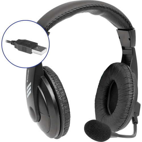 Компьютерная гарнитура Defender Gryphon 750U USB, черный, 1.8м кабель 63752