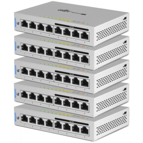 Коммутатор Ubiquiti UniFiSwitch, 8-Port, 60W, 5-Pack, PowerSupplyIncluded