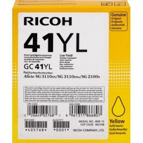 Картридж Ricoh для гелевого принтера GC 41YL жёлтый 405768