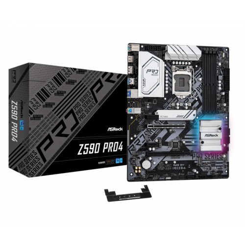 Материнская плата Asrock Z590 PRO4 Soc-1200 Intel Z590 4xDDR4 ATX AC`97 8ch(7.1) 2.5Gg RAID+HDMI+DP