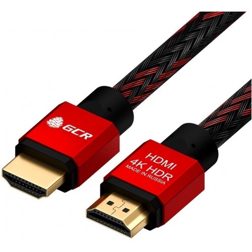 Кабель Greenconnect 0.3m HDMI версия 2.0, HDR 4:2:2, Ultra HD, 4K 60 fps 60Hz/5K*30Hz, 3D, AUDIO, 18.0 Гбит/с, 28/28 AWG, OD7.8mm, тройной экран, BICOLOR нейлон, AL корпус красный, GCR-52289 GCR-52289