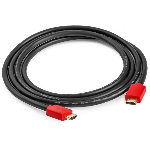 Кабель Greenconnect 1.8m HDMI версия 2.0, HDR 4:2:2, Ultra HD, 4K 60 fps 60Hz/5K*30Hz, 3D, AUDIO, 18.0 Гбит/с, 28/28 AWG, OD7.3mm, тройной экран, черный, красные коннекторы, GCR-HM451-1.8m GCR-HM451-1.8m