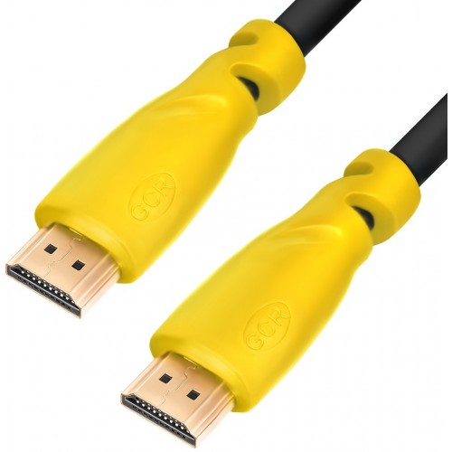 Кабель Greenconnect 1.8m HDMI версия 2.0, HDR 4:2:2, Ultra HD, 4K 60 fps 60Hz/5K*30Hz, 3D, AUDIO, 18.0 Гбит/с, 28/28 AWG, OD7.3mm, тройной экран, черный, желтые коннекторы, GCR-HM341-1.8m GCR-HM341-1.8m