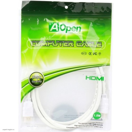 Кабель AOpen/Qust HDMI 19M/M 1.4V+3D/Ethernet <ACG511W-1.8M> 1.8m/2m , белый ACG511W-1.8M