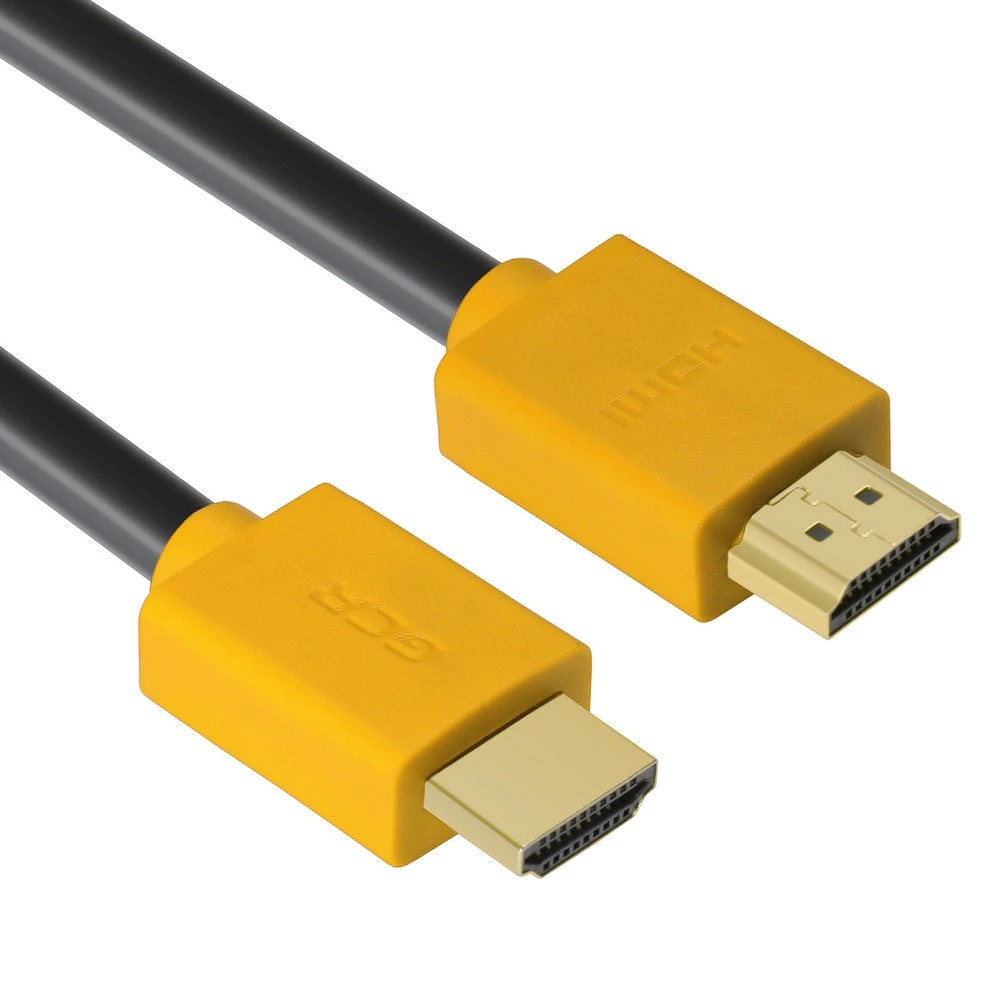 Кабель Greenconnect 0.5m HDMI версия 2.0, HDR 4:2:2, Ultra HD, 4K 60 fps 60Hz/5K*30Hz, 3D, AUDIO, 18.0 Гбит/с, 28/28 AWG, OD7.3mm, тройной экран, черный, желтые коннекторы, GCR-HM441-0.5m GCR-HM441-0.5m