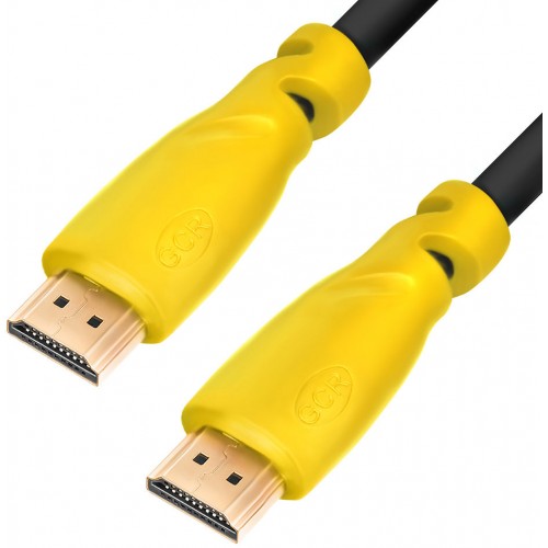 Кабель Greenconnect 1.0m HDMI версия 2.0, HDR 4:2:2, Ultra HD, 4K 60 fps 60Hz/5K*30Hz, 3D, AUDIO, 18.0 Гбит/с, 28/28 AWG, OD7.3mm, тройной экран, черный, желтые коннекторы, GCR-HM341-1.0m GCR-HM341-1.0m