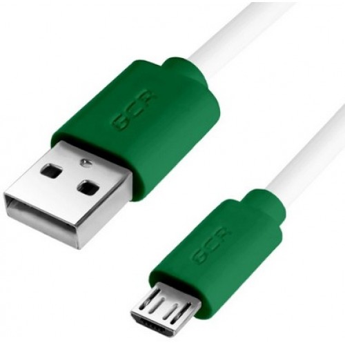 Кабель Greenconnect 0.25m USB 2.0, AM/microB 5pin, белый, зеленые коннекторы, 28/28 AWG, экран, морозостойкий, GCR-51504 GCR-51504