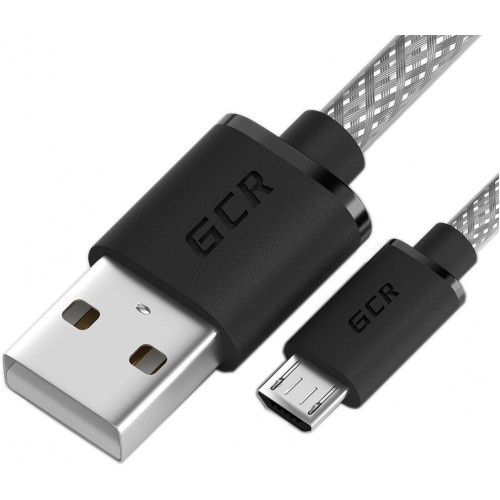 Кабель GCR 0.5m USB 2.0, AM/microB 5pin, прозрачный, черные коннекторы, 28/28 AWG, GCR-51930 GCR-51930