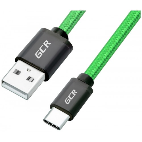 Кабель Greenconnect 0.5m USB 2.0, AM/CM, зеленый нейлон, черные коннекторы, 28/28 AWG, GCR-50735 GCR-50735