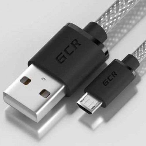 Кабель GCR 1.0m USB 2.0, AM/microB 5pin, прозрачный, черные коннекторы, 28/28 AWG, GCR-51931 GCR-51931