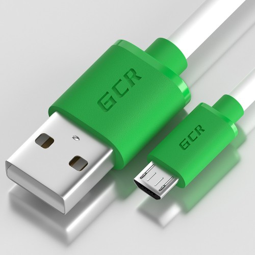 Кабель Greenconnect 1.5m USB 2.0, AM/microB 5pin, белый, зеленые коннекторы, 28/28 AWG, экран, морозостойкий, GCR-51506 GCR-51506