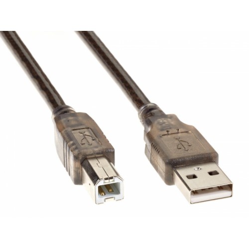 Кабель Telecom USB2.0 AM/BM 5m прозрачная изоляция (VUS6900T-5M) VUS6900T-5M