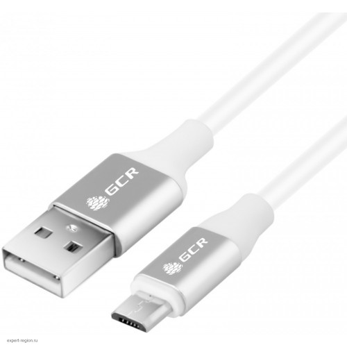 Кабель Greenconnect 1.0m USB 2.0, AM/microB 5pin, белый, алюминиевый корпус серебро, белый ПВХ, 28/28 AWG, GCR-51711 GCR-51711