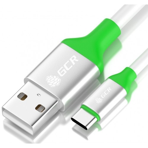 Кабель Greenconnect 0.5m USB 2.0, AM/CM, белый, алюминиевый корпус серебро, зеленый ПВХ, 28/28 AWG 33-050551