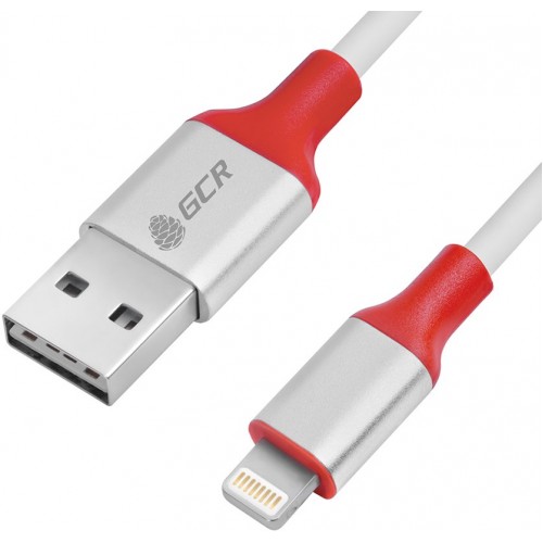 Кабель Greenconnect 0.5m Apple USB 2.0, двухсторонний AM/Lightning 8pin MFI для Iphone 5/6/7/8/X - поддержка всех IOS, белый, AL корпус серебро, кра 33-050555