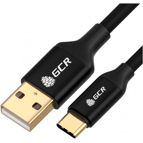 Кабель GCR 1.5m TypeC GOLD для Samsung, ОS Android, быстрая зарядка, черный, AL корпус, 28/22 AWG, GCR-52167 GCR-52167