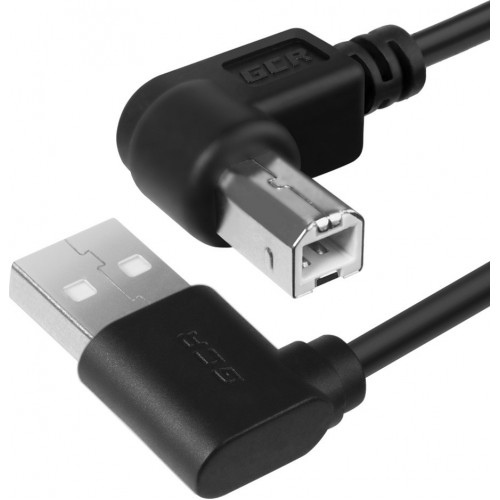 Кабель Greenconnect 1.0m USB 2.0, AM угловой/BM угловой, черный, ферритовые кольца, 28/28 AWG, экран, армированный, морозостойкий, GCR-AUPC5AM-BB2S-F-1.0m GCR-AUPC5AM-BB2S-F-1.0m