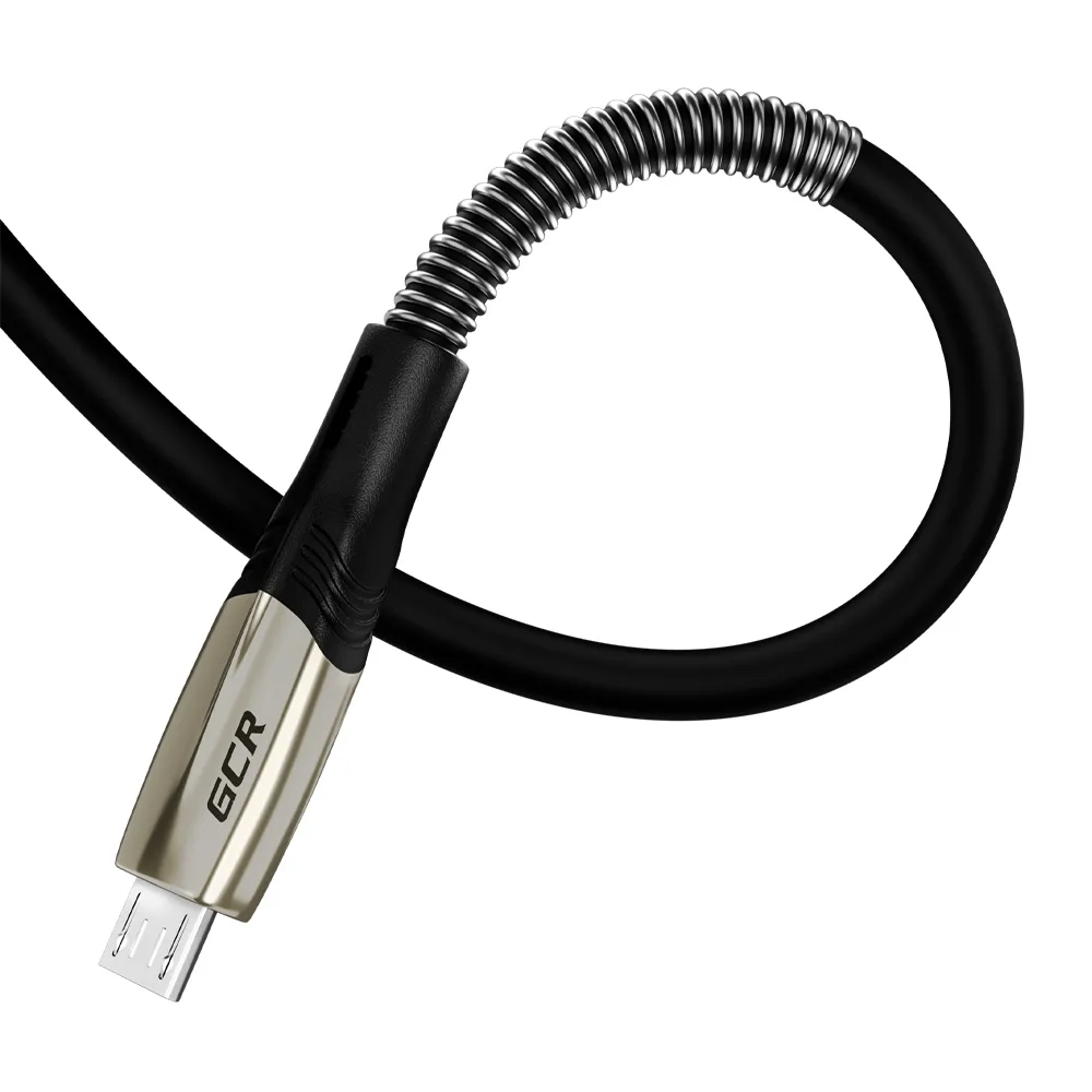 Кабель GCR 1.2m MicroUSB series MERCEDES & SPRING, BLACK, для зарядки, NO Sync data, 22 AWG, GCR-51960 GCR-51960