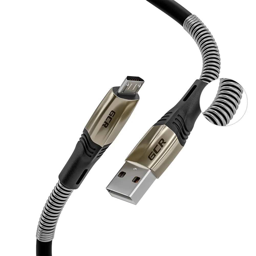 Кабель GCR 1.2m MicroUSB series MERCEDES & SPRING, BLACK, для зарядки, NO Sync data, 22 AWG, GCR-51960 GCR-51960