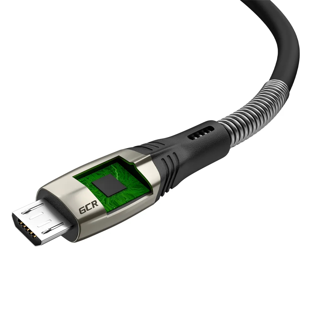 Кабель GCR 1.2m MicroUSB series MERCEDES & SPRING, BLACK, для зарядки, NO Sync data, 22 AWG, GCR-51960 GCR-51960