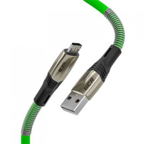 Кабель GCR 1.7m MicroUSB series MERCEDES & SPRING, GREEN, для зарядки, NO Sync data, 22 AWG. GCR-51964 GCR-51964