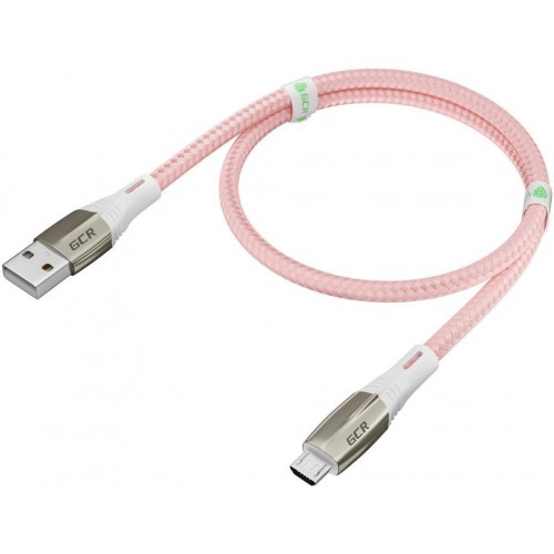 Кабель GCR 1.2m MicroUSB series MERCEDES, PINK NYLON, супер быстрая зарядка, 28/22 AWG, GCR-51954 GCR-51954